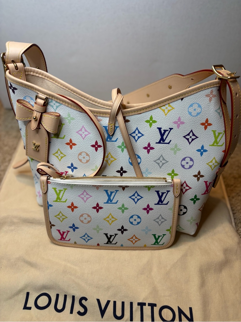 Brand New Louis Vuitton x Takashi Murakami Carryall PM - Monogram Multicolore